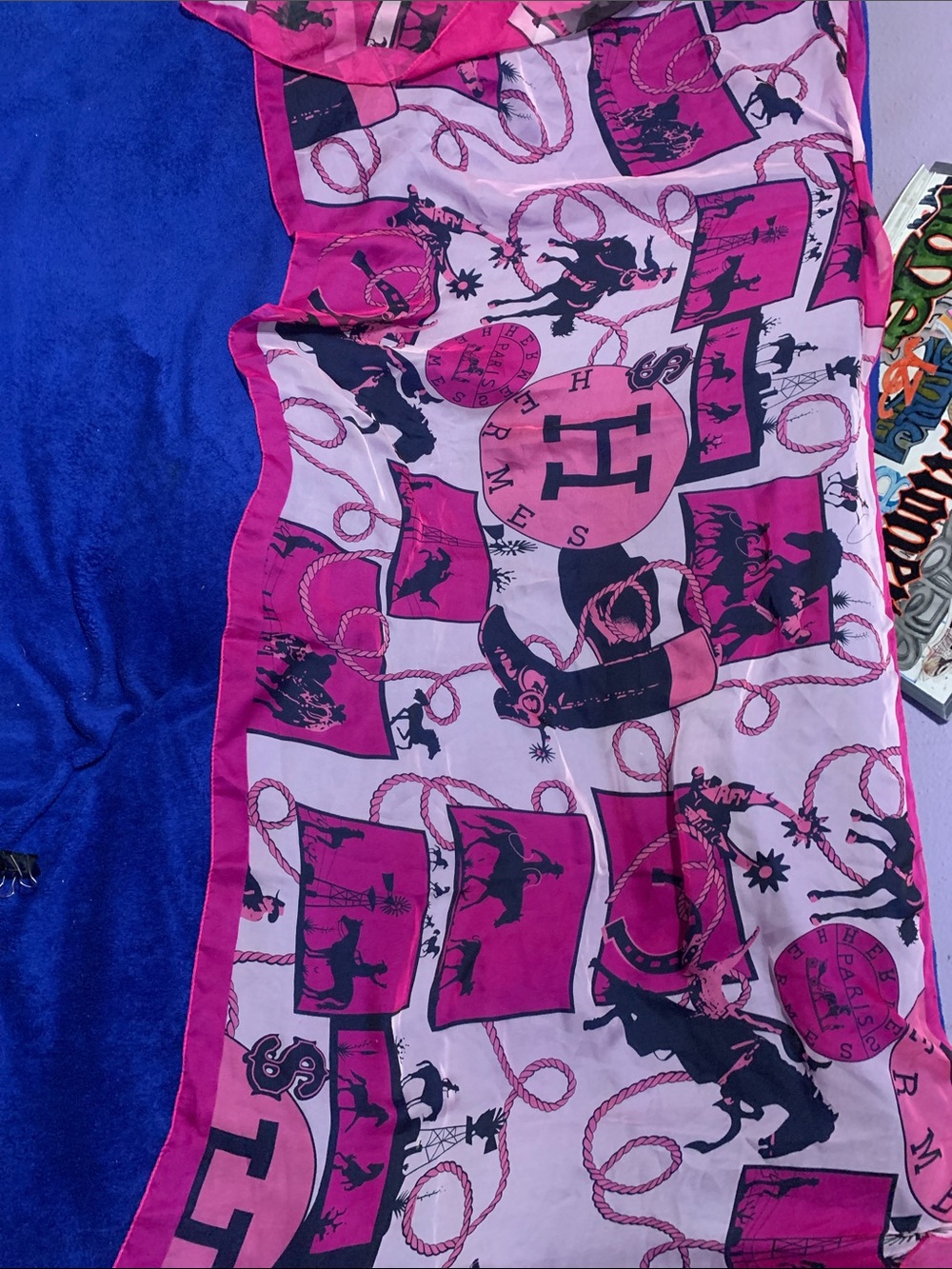 Pink designer inspired see thru scarf